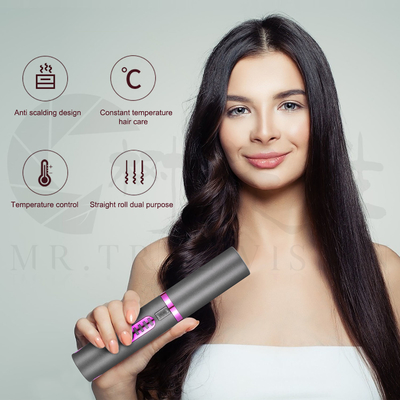 مینی شارژر 2 در 1 ابزار موی بی سیم 5000mah صاف کننده موی مسطح اتو مسافرتی